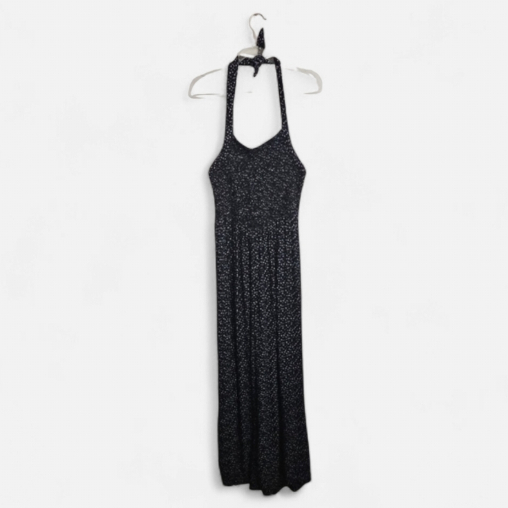 Urban Outfitters Black White Smocked Halter Maxi Jumpsuit Size Small